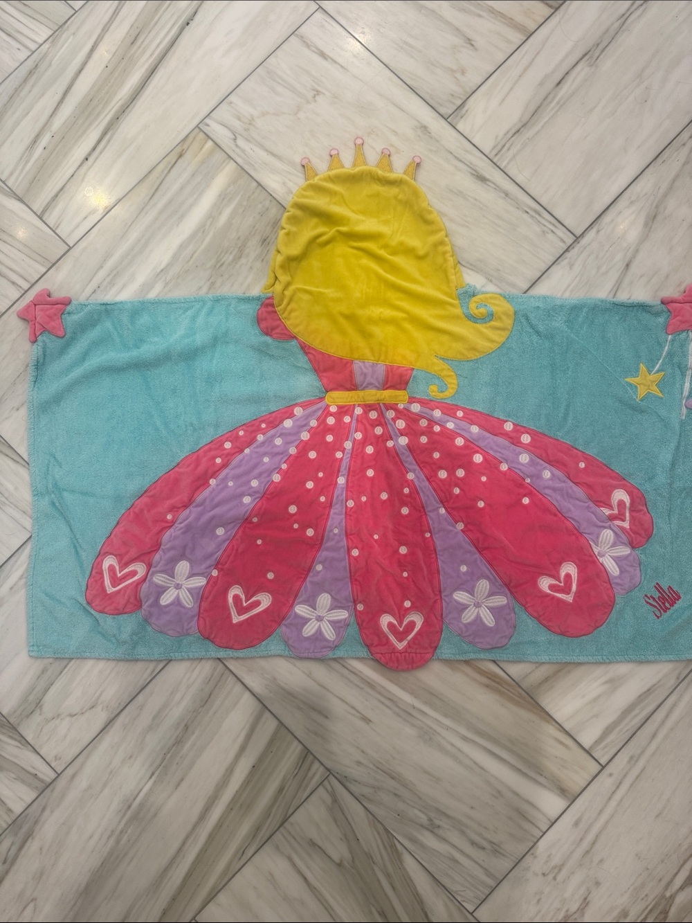 The Company Store hooded princess bath or beach towel for children personalized